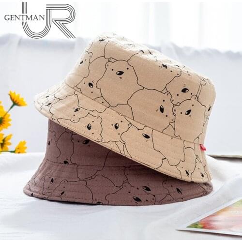 New Childrens Bucket Hats Cartoon Cute Bear Printing 100% Cotton Soft Baby Kids Hat Girls Boys Casual Multicolor Panama Cap