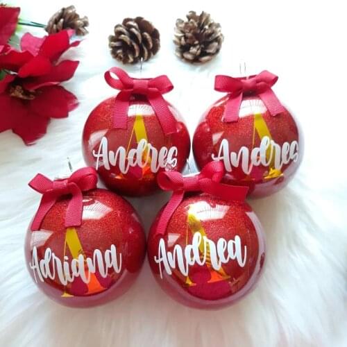 Personalized Christmas Balls Name Ornaments Christmas Gifts Christmas Monogram Ornament Glitter Ornaments House Decorative Tree
