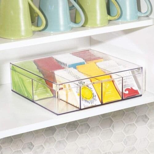 Plastic Tea Bag Holder Stackable Pantry Storage Bin Box with Lid makeup organizer storage box organizer plastic box Accessories