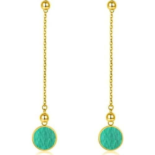 Simple and fashionable Korean trend retro long-line earrings turquoise net red same style girlfriend earrings