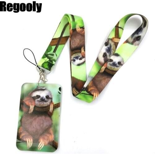 Real Animal Sloth Anime Lanyard Badge Holder ID Card Lanyards Mobile Phone Rope Key Lanyard Neck Straps Keychain Key Ring