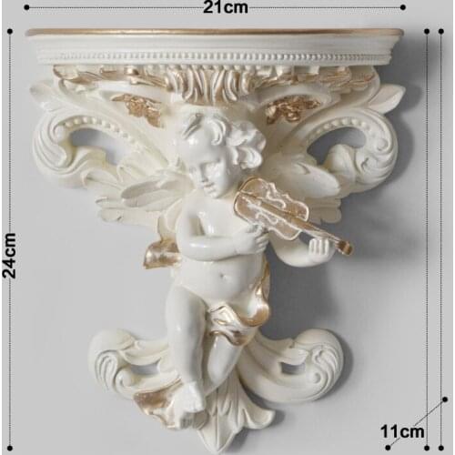 3D Modern Angel Sculpture Mural Wall Hanging Garden Statue Home Decoration Accesssories Handmade Ornament with Artificial Flower