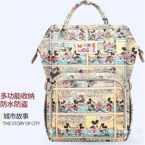 Disney Mommy Bag Multi-function Outing Large-capacity Backpack Waterproof Waiting Pack Baby Bottle Cooler Bag