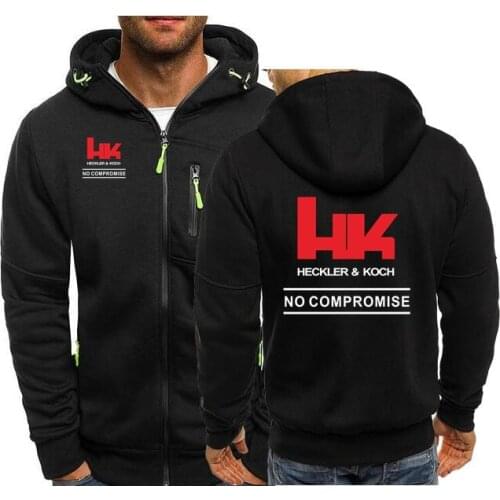 Spring HK Logo Heckler Koch Firearms No Compromise Man Zipper Hoodies Sweatshirts Men Jacket Women Streetwear Cardigan Hoodie