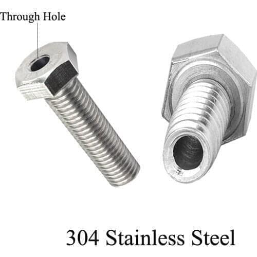 M12*20/25/30/35/40/45/50/55/60/70/75 6.2mm Through Hole 304 Stainless Steel Bolt External Hex Hexagon Lamp Tubular Hollow Screw