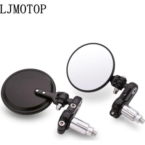 Universal Motorcycle Mirrors 3 Inch Round Folding Bar End Side Mirror for Yamaha NMAX 125 Tenere 700 YZF R120 MXT850 Niken GT