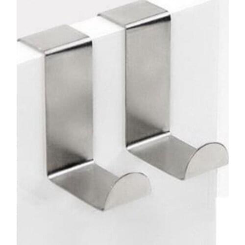 2PCS Door Hook Stainless Steel Kitchen Cabinet Clothes Hanger Kitchen Organizer Storage Rack Bedroom Tools Bathroom Accessories