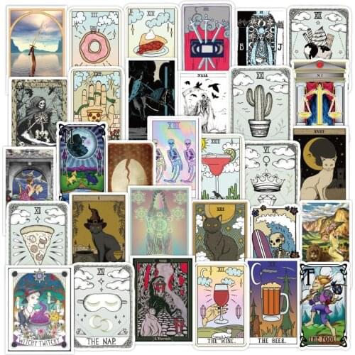 50PCS/Set Tarot Card Divination Waterproof Stickers Decal for DIY Girl Stationery Scrapbook Laptop Guitar Suitcase Sticker