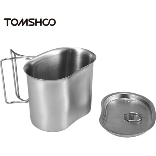 Lixada Stainless Steel Military Canteen 1L With Foldable Handles Camping Hiking Picnic Survival Canteen Cup Camping Equipment