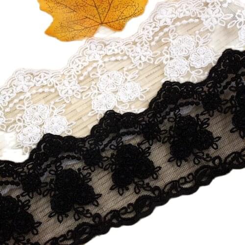 1Yards Embroidery Wedding Lace Fabric Dresses Tulle Laces Ribbons 7.5cm Ribbon Sewing Applique Lace For Women cinta encaje QZ13