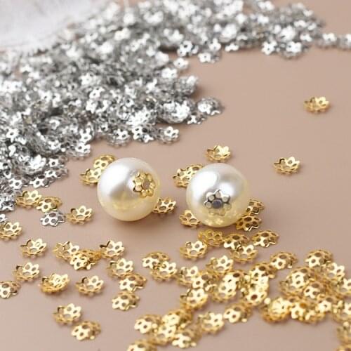 1000pcs Silver Gold Mini Flowers Filigree Petal Beads Caps Findings Bulk End Spacer Charms Bead Cap For Jewelry Making Supplies