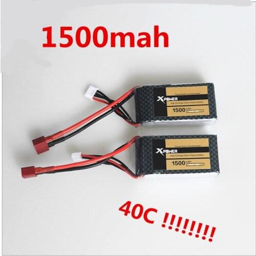 2Pcs/lot WLtoys V950 Lipo Battery 11.1V 1500 Mah 3S 40C Max 60C T Plug For RC Quadcopter Drone Helicopter Car boats Airplane