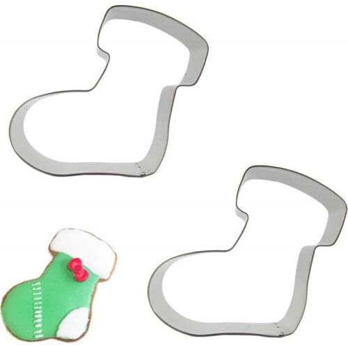 Big christmas boots shape 2 piece biscuit cutting molds, baking tools, cake decorating soft candy tools