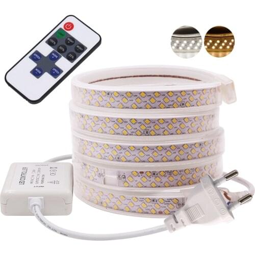 276Led/m SMD 2835 LED Strip Light Three Row 220V EU Flexible LED Tape Ribbon with Remote Dimmer 180Led/m Waterproof Stripe Light