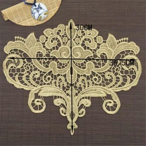 3Pc Gold 36.5X 30CM Free Shipping Wedding Veil Head Ornaments Gold Lace Applique Lace Trim Dress DIY Lace Accessories BD0092