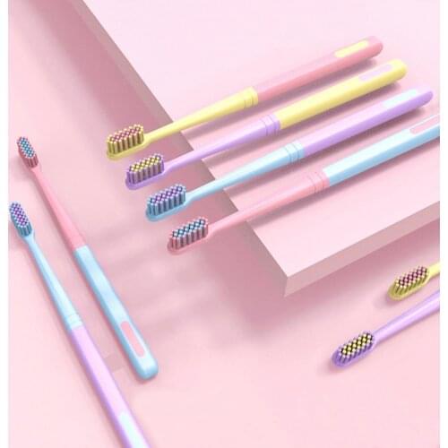 8Pcs/Box Macaron Color Toothbrush Ergonomic Handle Super Soft Ultralight Good Flexibility Manual Toothbrush Set for Bathroom
