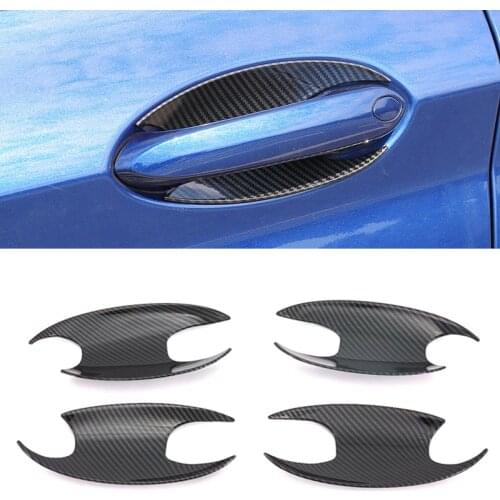 ABS Carbon Fiber Style Door Handle Bowls Cover Trim 4pcs Car Styling Accessories For BMW X5 G05 2019 2020