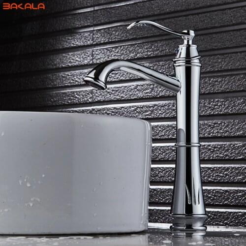 BAKALA Contemporary Bathroom Faucet Brass Basin Sink Single Handle Cold and Hot Mixer Ceramic Decoration