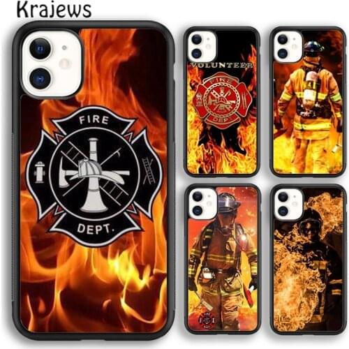 Krajews Firefighter Fire Department Fireman Phone Case Cover For iPhone 6s 7 8 plus X XS XR 11 12 pro max Samsung S7 S8 S9 S10