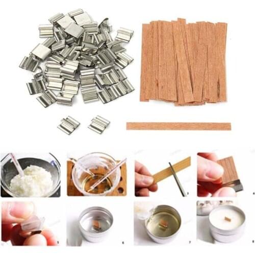50Pcs 6mm 8mm 12.5mm 13mm Wooden Candles Wick with Sustainer Tab Candle Wick Core for Candle Making Supply Soy Parffin Wax