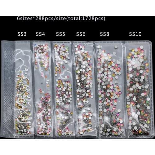 SS3 4 5 6 8 10 Sparking Mixed Size Rhinestone Crystal Flat back Nail Body Arts Face Gems Festival Costume Crafts Decorations