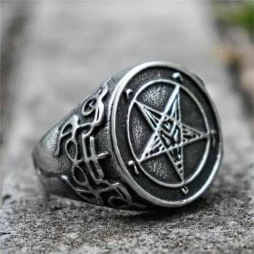Gothic Witch Demon Satan Pentagram Ring Punk Accessories Suitable for Adventure Brothers Gift Amulet