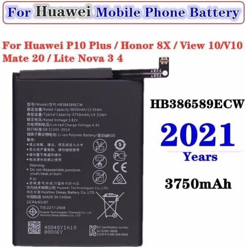 HB386589ECW 3650mAh For Huawei P10 PLUS View 10 V10 Mate 20 Lite Nova 3 4 Honor 8X JSN-AL00 JSN-LX1/2 JSN-L21 / 22 / 23 Battery