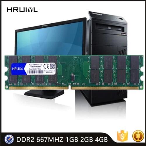 HRUIYL Desktop RAM DDR2 PC2-5300U CL6 240 Pin 1.8V Memory New Compatible Intel AMD Computer 667MHZ 1GB 2GB 4GB Long DIMM DDR 2