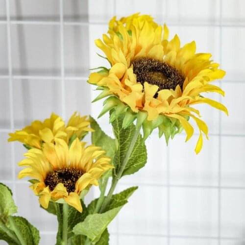 Artificial flower silk flower head sunflower decorative plant party flowers for weddinig home office garden decor fake plant