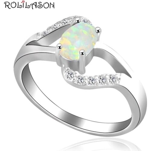 Delicate Rings Wholesale & Retail Luxury Zirconia White Fire Opal silver plated Jewelry Ring USA Sz #6#7#8#9#10 OR735