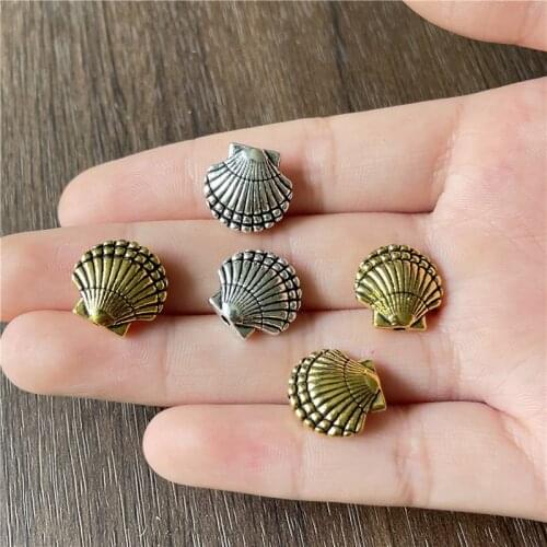 JunKang 10pcs three-dimensional shell alloy metal perforated beads connectors jewelry making DIY bracelet necklace accessory