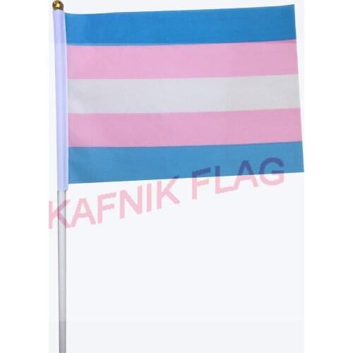 KAFNIK ,10/20/50/100pcs Gay banner size 14*21cm LGBT with plastic flagpole lengt 30cm Transgender Pride Flag,free shipping