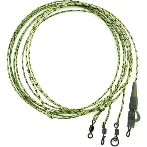 Camo green Lead Core Leader loop With Quick Change Swivel hook link line Very Supple Safety Lead Clips 45 LB for Carp Fishing