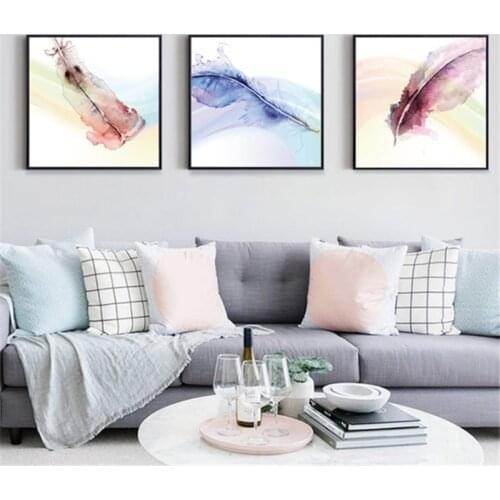 Colorful Abstraction Animal Blue Green Red Bird Feather Canvas Nordic Style Painting Wall Picture Poster Home Room Decoration