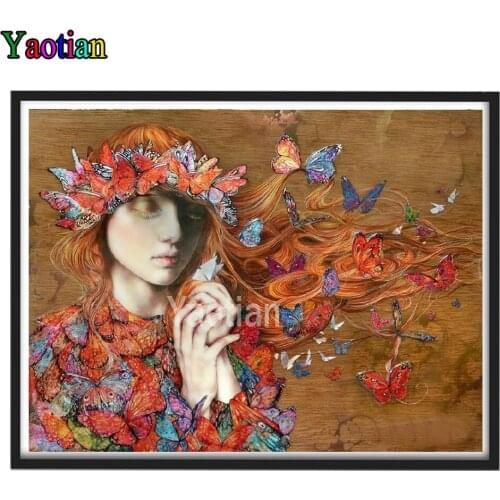Butterfly Fairy Girl Diamond Embroidery Picture Of Rhinestone Mosaic Decor Home decor Full Square Diamond Painting Cartoon