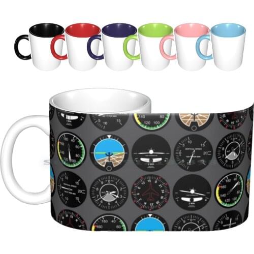 Flight Instruments Ceramic Mugs Coffee Cups Milk Tea Mug Aviation Pilot Flight Flying Airplane Instruments Engineer Aerospace