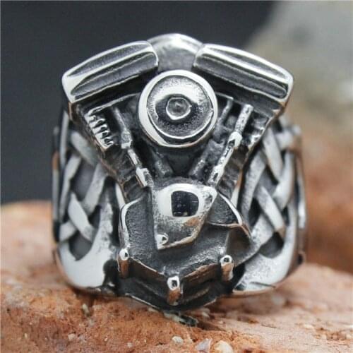 2015 Cool 316L Stainless Steel Biker Engine Ring Mens Motorcycle Biker Engine Ring