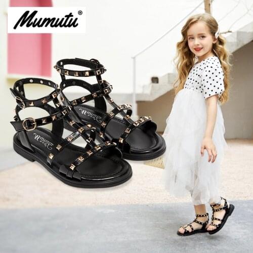 Odorless soft standard size children like girls breathable anti-wear casual light rivets Girls summer scandal MM1987