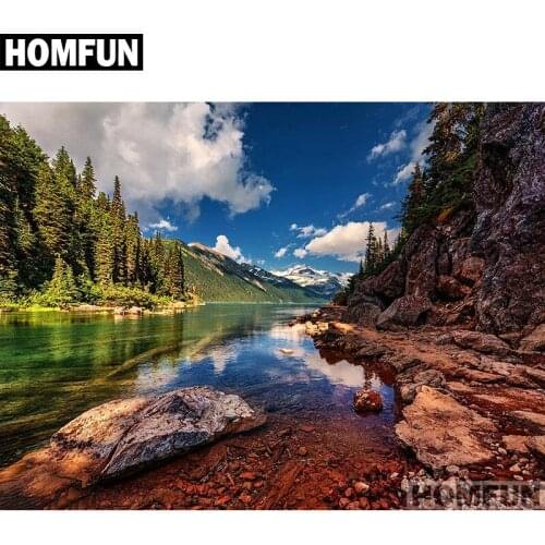 HOMFUN Full Square/Round Drill 5D DIY Diamond Painting "Forest stream" Embroidery Cross Stitch 5D Home Decor Gift A01556