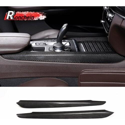 RONCHEIN Carbon Fiber Gear Side Cover Cap Stickers Trim for BMW F15 F16 X5 X6 2014 2015 2016 2017 2018 Interior Mouldings Decor