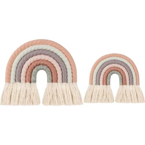 INS Hand-woven Rainbow Wall Hanging Ornaments Nordic Baby Bed Kids Room Decoration Nursery Decor Photo Props