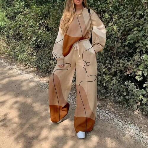 2021 New American Vintage Sweatshirts Fashion Tracksuit 2 Pieces Set Oversized Long Sleeve Crewneck Pullover And Loose Pants 3XL