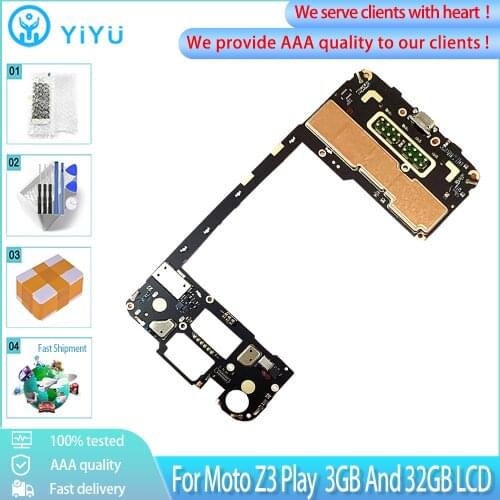 Original For MOTOROLA Moto Z3 Play XT1929 Motherboard Mobile Electronic Panel Mainboard Circuits With Chips Plate 3GB And 32GB