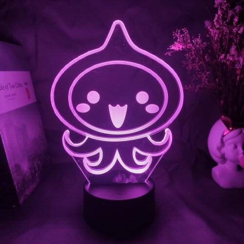 OW Game LOGO Onion Small Squid 3D Lamps LED RGB Flashing Night Lights Cool Gifts Gaming Room Desktop Table Colorful Decoration