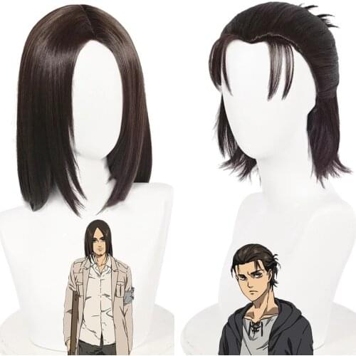 Attack on Titan Eren Jaeger Cosplay Wig Brown Short Heat Resistant Synthetic Hair Halloween Party Role Play Wigs + Wig Cap