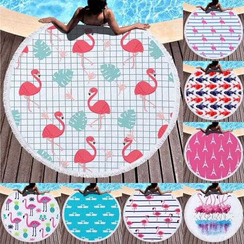 Flamingo Hawaiian Style Beach Towel Super Absorbent Large Size Swimming Pool Microfiber Towel Fashion Blanket with Tassel