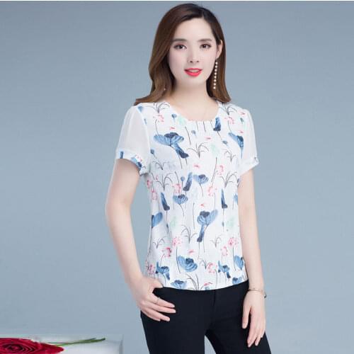 Plus Size Summer Fashion Print Top Pullover Ladies O-Neck Tee Tops Female Womens Short Sleeve Shirt Femininas Clothing X151