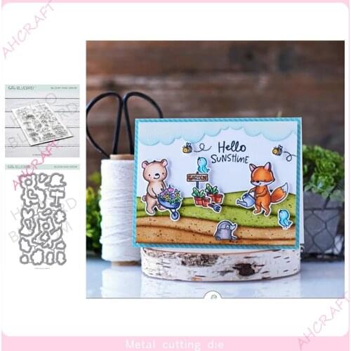 Water the Flowers Animals Stamp and Metal Cutting Dies DIY Scrapbooking for Photo Album Decorative Silicone Clear Stamps 2021