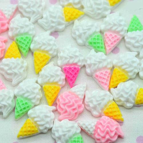 Mixed Color Flat Back Resin Dollhouse Ice-cream Miniatures-Party Scene Decoration Supplies-D.I.Y Jewelry Making-14X24mm 20PCS