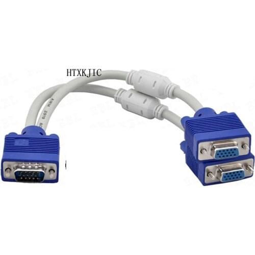 VGA Cable Splitter Dual 2 Monitor 15Pin Two Ports VGA Male To VGA Female Adapter Support 1920*1080 Resolution